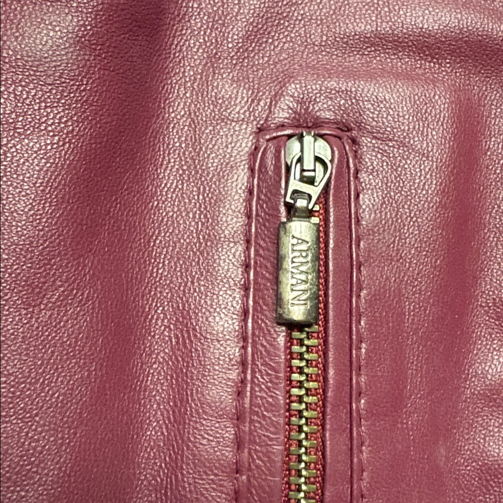 Vintage Armani Collezioni Maroon Leather Jacket - Picture 4 of 12